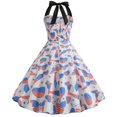 thumbnail image 1 of Moda Casual Verano Sin mangas Vestido estampado Cuello halter Botón Vestido de mujer Vestidos cortos Fridja  bnh846, 1 of 4