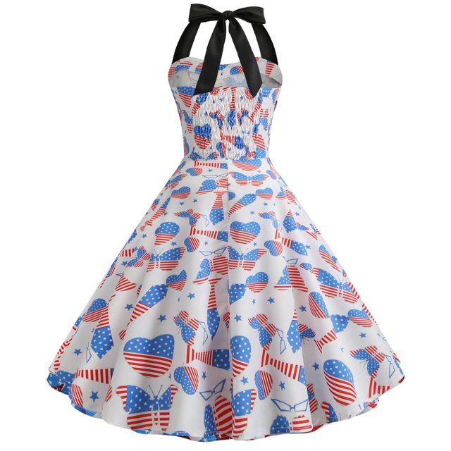 Moda Casual Verano Sin mangas Vestido estampado Cuello halter Botón Vestido de mujer Vestidos cortos Fridja bnh846