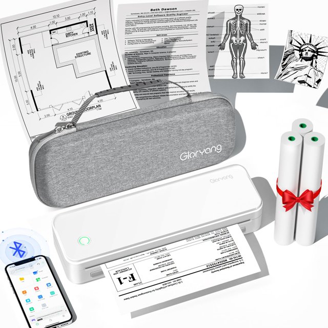 Impresora portátil Gloryang Inkless para viajes Bluetooth Blanca