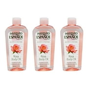 Instituto Español Rosa Body Oil. Nutrient Rich, Anti-Cellulite Skin Moisturizer and Softener. 8.5 fl.oz. Pack of 3