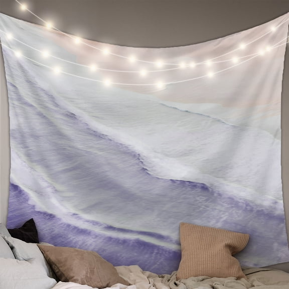 Purple Coastal Wave Tapestry for Bedroom Wall Hanging Tapestry, Summer Modern Ocean Beach Ceiling Backdrop Tapestries Poster Blanket Wall Decor for Teens Room Living Room Dorm 51" x 59"
