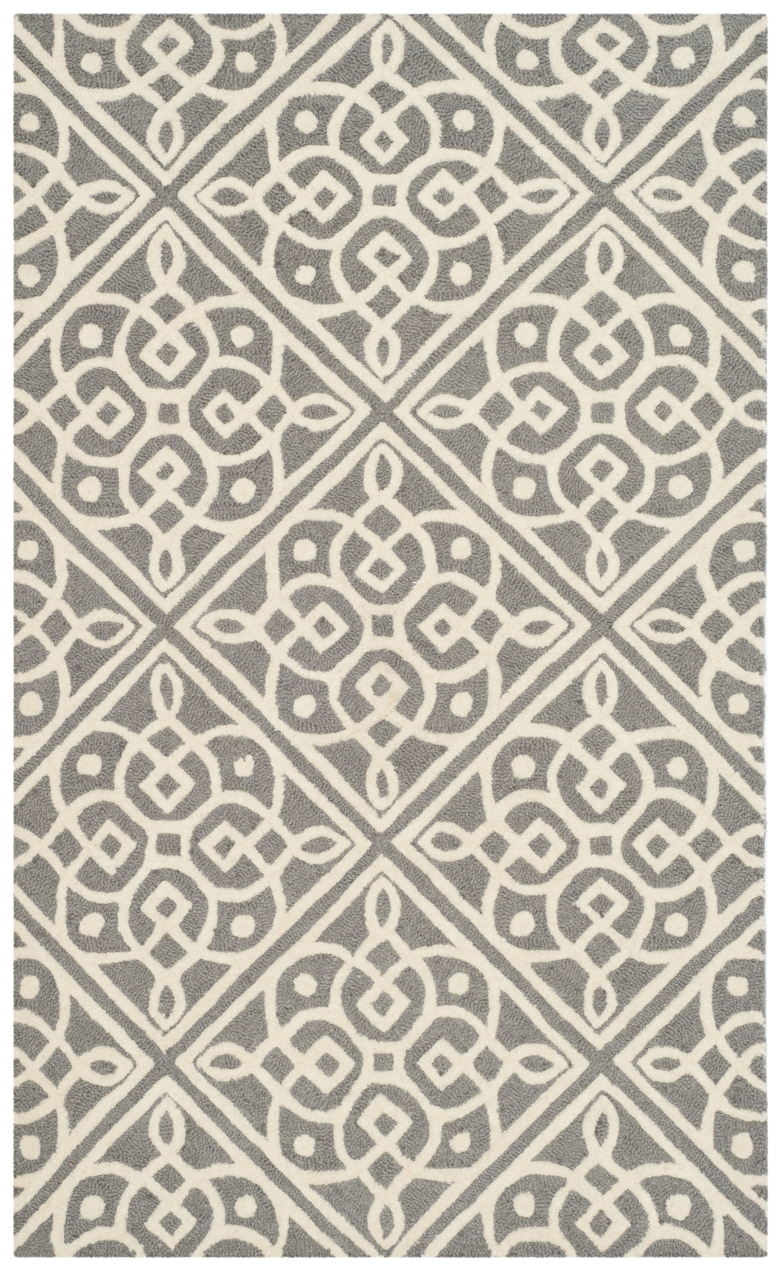 SAFAVIEH Cambridge Mirko Geometric Wool Area Rug, Dark Gray/Ivory, 3' x 5'