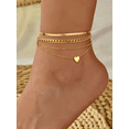 thumbnail image 3 of Silvora 3PCS Layered Anklets for Women Gold Plated Stackable Beaded Flat Snakle Chain Cuban Chain Ankle Bracelet Set Waterproof Foot Chain Summer Pool Boho Jewelry Gifts for Daughter, 3 of 6