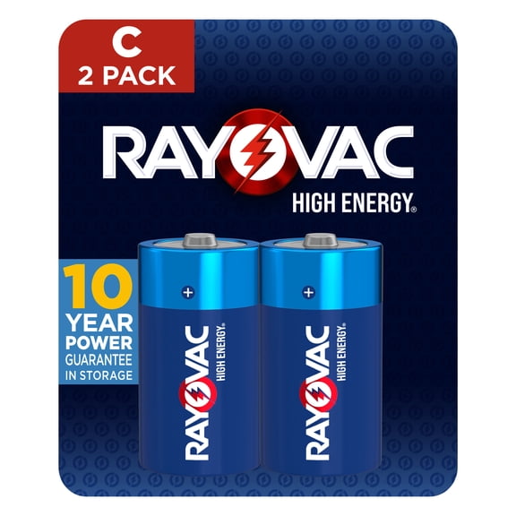 Rayovac High Energy C Batteries (2 Pack), Alkaline C Cell Batteries