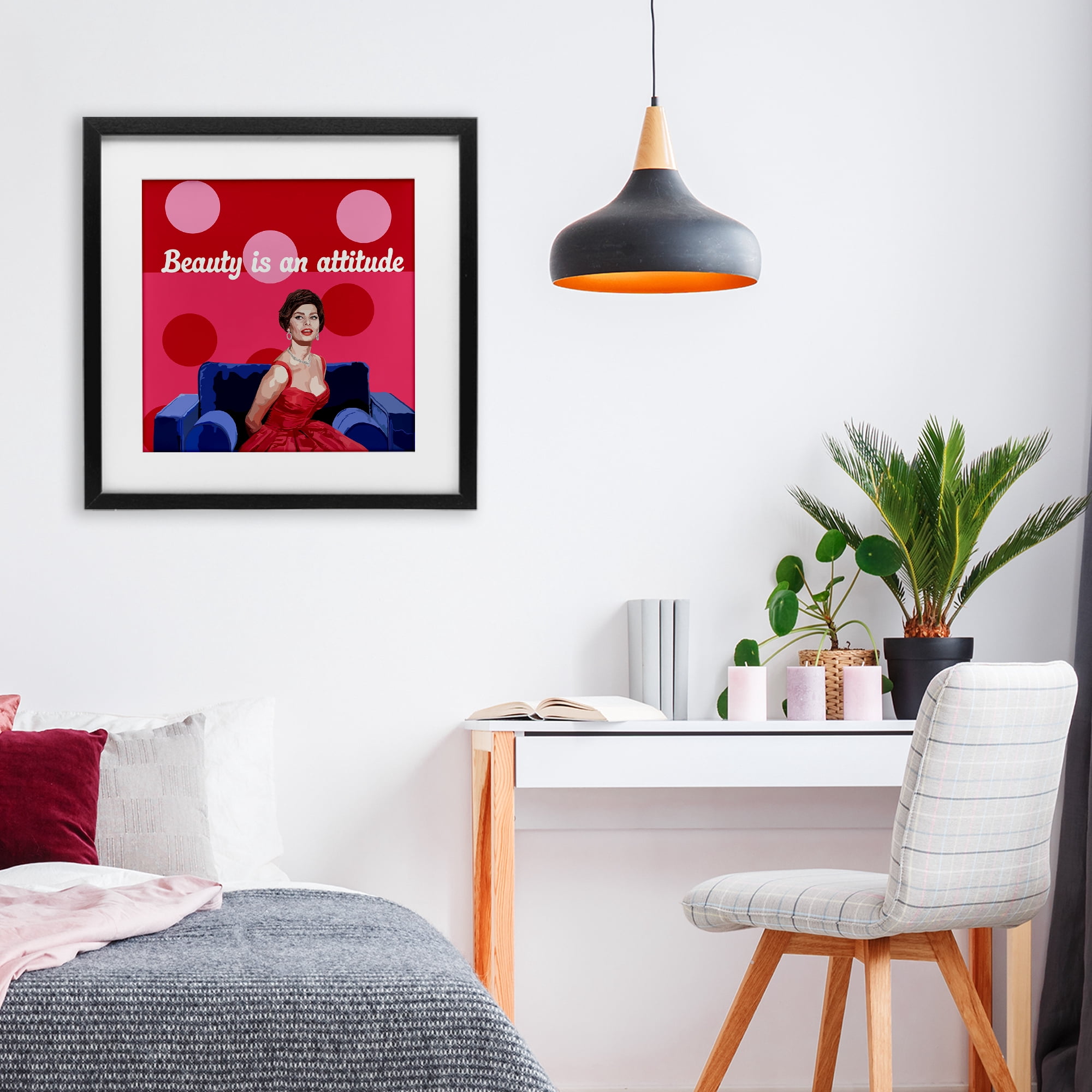 Stupell Industries Beauty Is An Attitude Black Framed Print Under Glass, design by Lynnda Rakos
