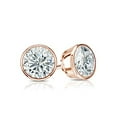 thumbnail image 1 of 14k Rose Gold Lab Grown Diamond Stud Earrings (3/4 cttw, E-F, VS1-VS2) Bezel, Screw Back by Diamond Wish, 1 of 3