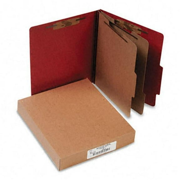 Acco  Pressboard 25-Point Classification Folder Ltr 6-Section Earth Red - 10/Box - Top Tab Classification Folders
