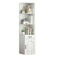 thumbnail image 2 of Lorelo Tall Corner Cabinet, Sofa Side Corner Storage Stand, Triangle Corner Hutch with Drawer and with Barn Door Design, Corner Bookcase for Bathroom, Living Room, Office, 2 of 7