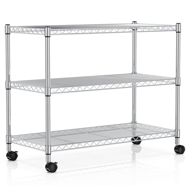 Estantes de almacenamiento YSSOA de 3 niveles, resistentes, 340 kg de capacidad, cromados
