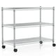 thumbnail image 1 of Estantes de almacenamiento YSSOA de 3 niveles, resistentes, 340 kg de capacidad, cromados, 1 of 8