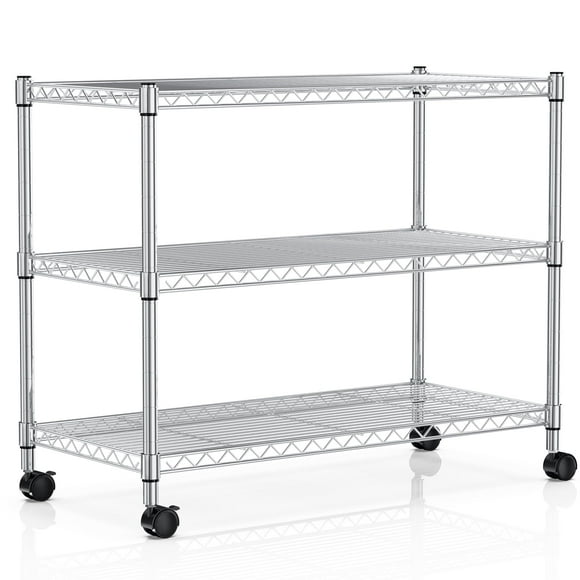 Estantes de almacenamiento YSSOA de 3 niveles, resistentes, 340 kg de capacidad, cromados