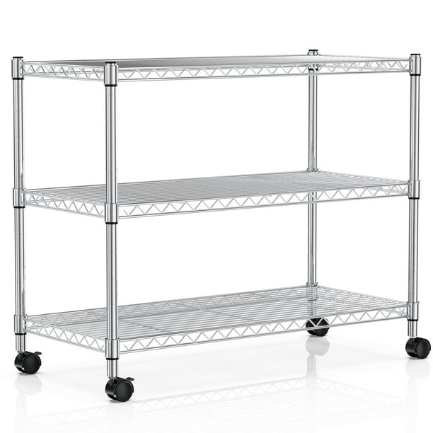 Estantes de almacenamiento YSSOA de 3 niveles, resistentes, 340 kg de capacidad, cromados