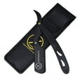 thumbnail image 2 of Matte Black Barber Straight Razor German Made Carbon Steel Material With Pouch + 100 Premium Derby Blades Bonus By XPERSIS Professional, 2 of 3