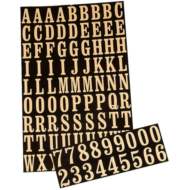 Hy-Ko Products MM-2 Self Adhesive Vinyl Numbers and Letters 1 High, Black  & Gold, 107 Pieces, Package may vary