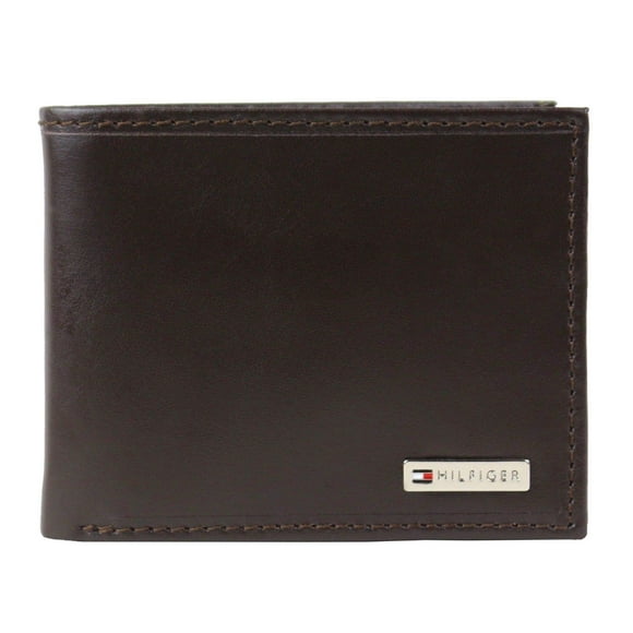 Tommy Hilfiger Men's Leather Fordham Bifold Wallet with Coin Pocket, Brown