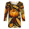 thumbnail image 5 of VKOYWKM Thanksgiving Shirts for Women 3/4 Sleeve Tops Halloween Pumpkin Graphic Tees Casual Crew Neck Fall T-Shirts Thanksgiving Halloween Costumes, 5 of 5