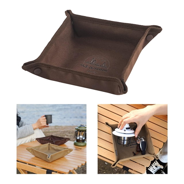 Plegable camping almacenamiento cosmético vanidad bandeja exhibición baratija organizador servir 9.8x9.8 pulgadas shamjiam Bandeja de almacenamiento