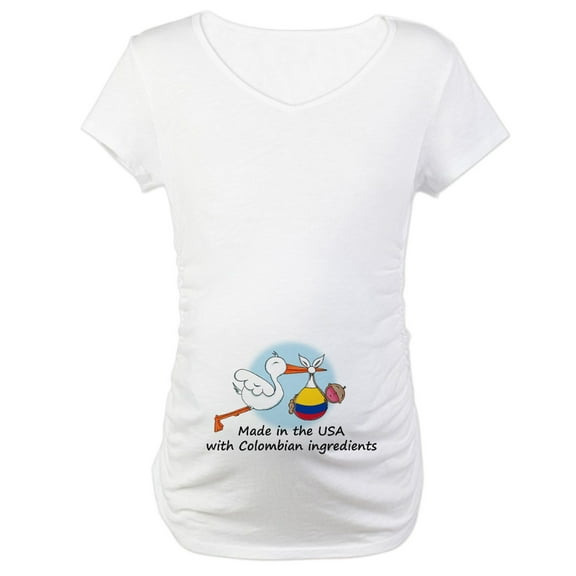 CafePress - Stork Baby Colombia USA Maternity T Shirt - Cotton Maternity T-shirt, Cute & Funny Pregnancy Tee