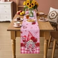 thumbnail image 2 of Valentine's Day Table Runner - 60 Inch Long Gnomes Loves Roses Romantic Pink Plaid Cotton and Linen Blended Dress Scarves Farmhouse Table Runner for Kitchen Dining, Coffee Table, 13" x 60", 2 of 8