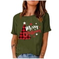 thumbnail image 1 of Lolmot Mode Femme Uni Noël Col Rond Manches Courtes T-Shirt Imprimé Blouse Ample Hauts, 1 of 1