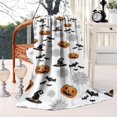 thumbnail image 2 of White Halloween Pumpkins Bats and Witch Hats Blanket,Comfortable Soft Flannel Throw Blanket,All Season,Warm Lightweight Blankets for Sofa Bed Couch Living Room Chair,40"x50", 2 of 4