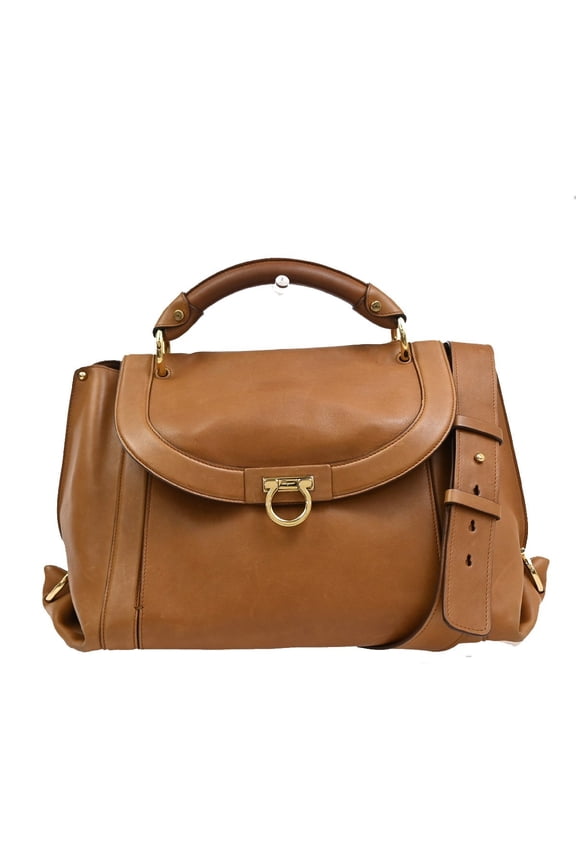 Pre-Owned Salvatore Ferragamo Suzanna Satchel Smooth Leather Brown Leather Handbag