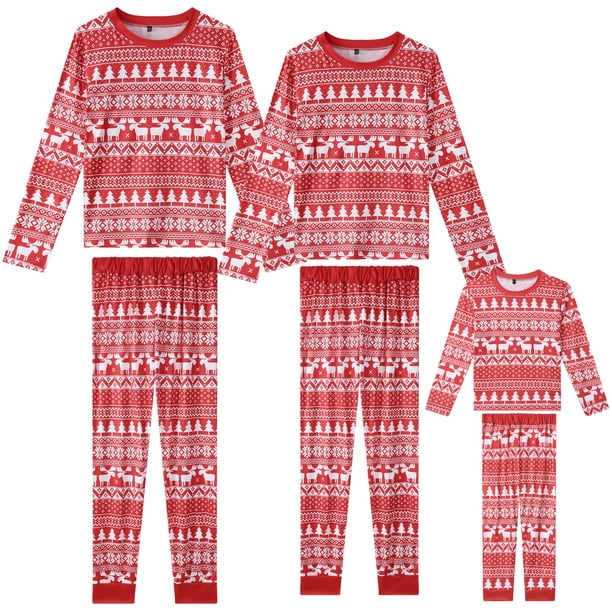 Conjunto de Pijamas Navideños para Mujeres, Alce, Manga Larga, Árbol de Navidad, Nieve, Ropa de Dormir para Parejas