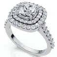 thumbnail image 2 of Pompeii 2 1/4 Ct Diamond & Moissanite Cushion Halo Engagement Ring 14k White Gold, 2 of 4