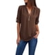 thumbnail image 2 of Puntoco Mujer Señoras Cremallera Botón Manga Larga Suelta Gasa Camisa Ropa Puntoco Puntoco-6573, 2 of 8