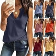 thumbnail image 6 of gakvbuo Fall Summer Tank Tops for Women V-Neck Waffle Knit Henley Tops Casual Sleeveless Pullover Tunic Tops Loose Camisole Vest Blouses Henley Shirts Basic Tee, 6 of 6