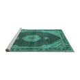 thumbnail image 2 of Ahgly Company Machine Washable Indoor Rectangle Medallion Turquoise Blue Traditional Area Rugs, 3' x 5', 2 of 4