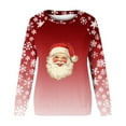 thumbnail image 3 of Uootdi Christmas Long Sleeve Sweatshirts for Women Crewneck Christmas Holiday Sweatshirts Retro Santa Claus Graphic Shi rt Gift Xmas Tree Reindeer, 3 of 5