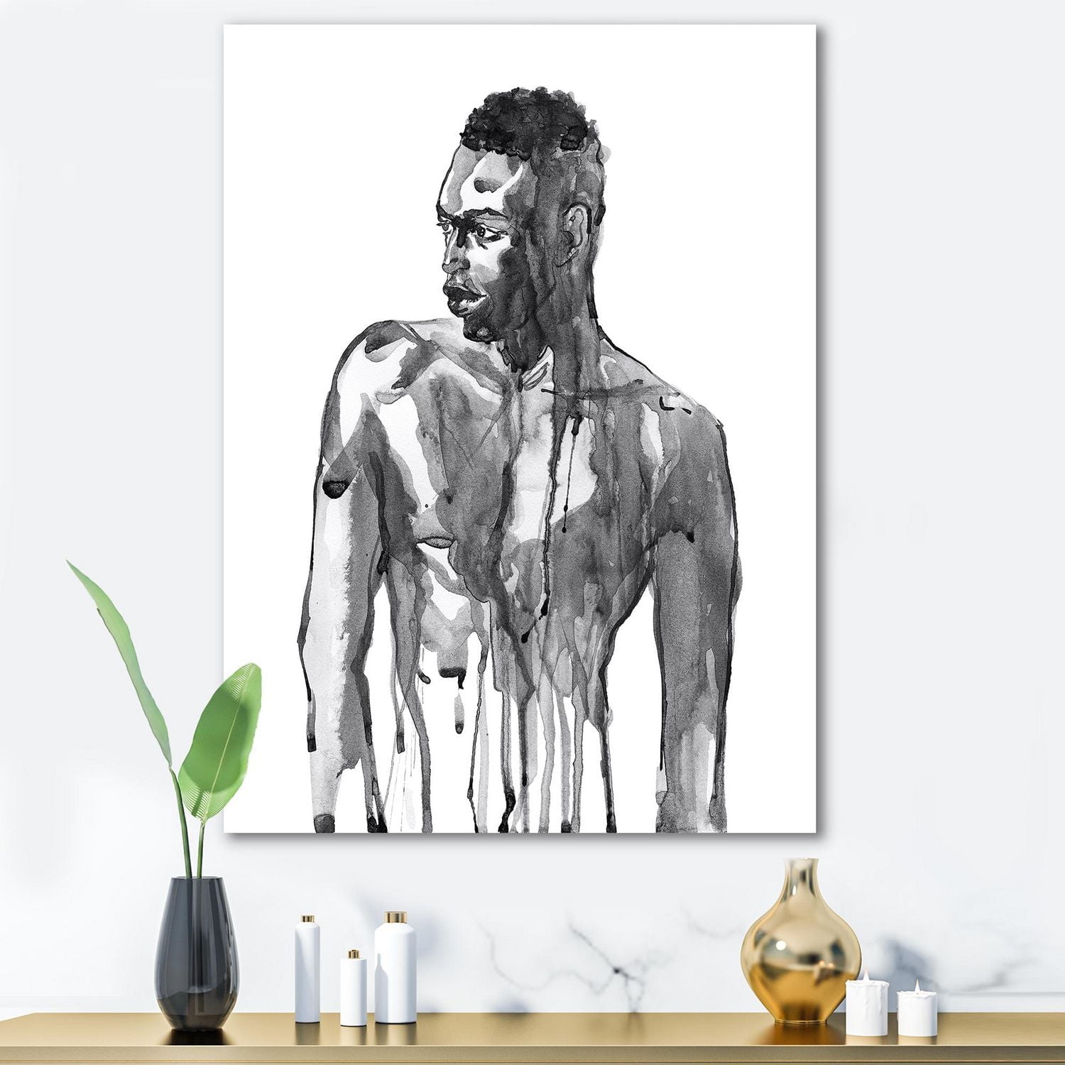 Designart Bel Homme Africain Portrait Sur Blanc I Art mural sur toile