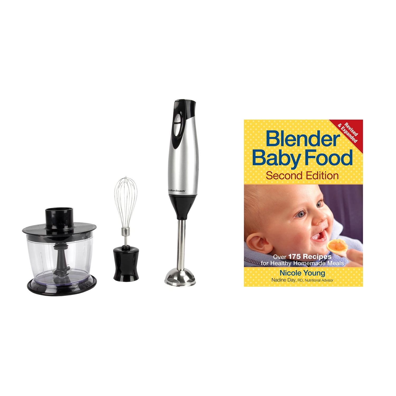 Hamilton Beach 59765 225W Handheld Kitchen Hand Blender w/ Baby Food