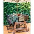 thumbnail image 3 of Dog Paw Print Outdoor Tablecloth - 60x120 Inch Rectangle Dining Table Cover, Rustic Teal Brown Beige Wooden Farmhouse Waterproof Outdoor Table Cloth with Umbrella Hole & Zipper for Picnic/Patio/Party, 3 of 6