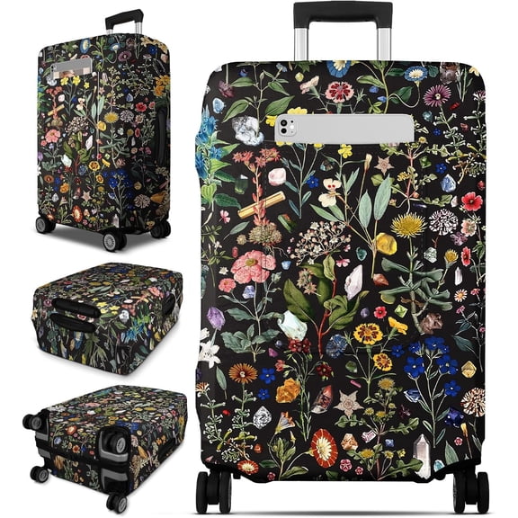 Luggage Cover for Suitcase Tsa Approved Protector - Luggage Sleeve Large Suit Case Cover Travel Stretch Baggage Case Protective Washable Fit 25"-28" Inch Flower M