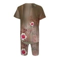 thumbnail image 4 of Two Piece Summer Sets Plus Size Women's Fashion Casual Spring Summer Short Sleeve Round-Neck Blouses & Shirts Sets 2 Piece Beach Outfits for Women, 4 of 7
