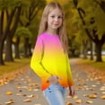 thumbnail image 3 of Inglocry Girls' ComfortSoft Round Neck Floral Graphic Tees Basic Long Sleeve Tee Fall Winter Tops For 5-14 Year Kids Fluorescence Yellow 7-8Y, 3 of 5