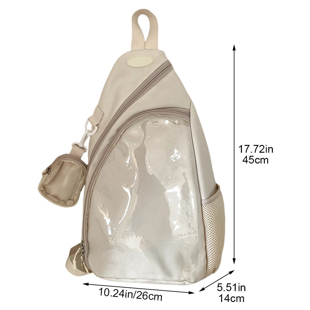 Vjnyvs Casual Ita Bag Transparent Shoulder Bag Chest Bag Simple Pin Display Chest Pack Single Shoulder Bag Handbag Phone Bag for Women Men