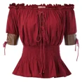 thumbnail image 4 of Atuendo aristocrático Medieval para mujer, blusa Vintage Retro Steampunk, Top de manga victoriana, camisas con hombros descubiertos, ropa femenina, 4 of 4
