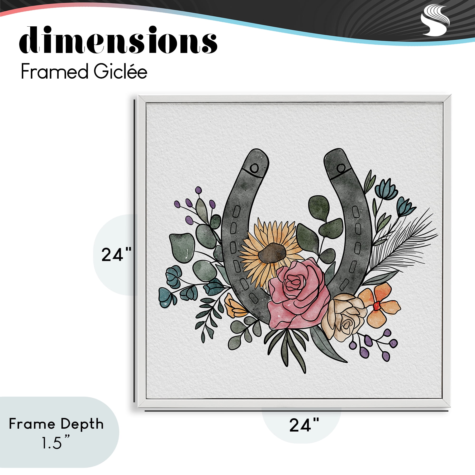 Stupell Industries Boho Floral Horseshoe White Framed Giclee Art, design by Alisha Kiara Design