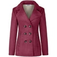 thumbnail image 2 of BodiLover, Women's, Soft Faux Suede Warm Pea Coat w/ Sherpa Lining, Burgundy, L, 2 of 4