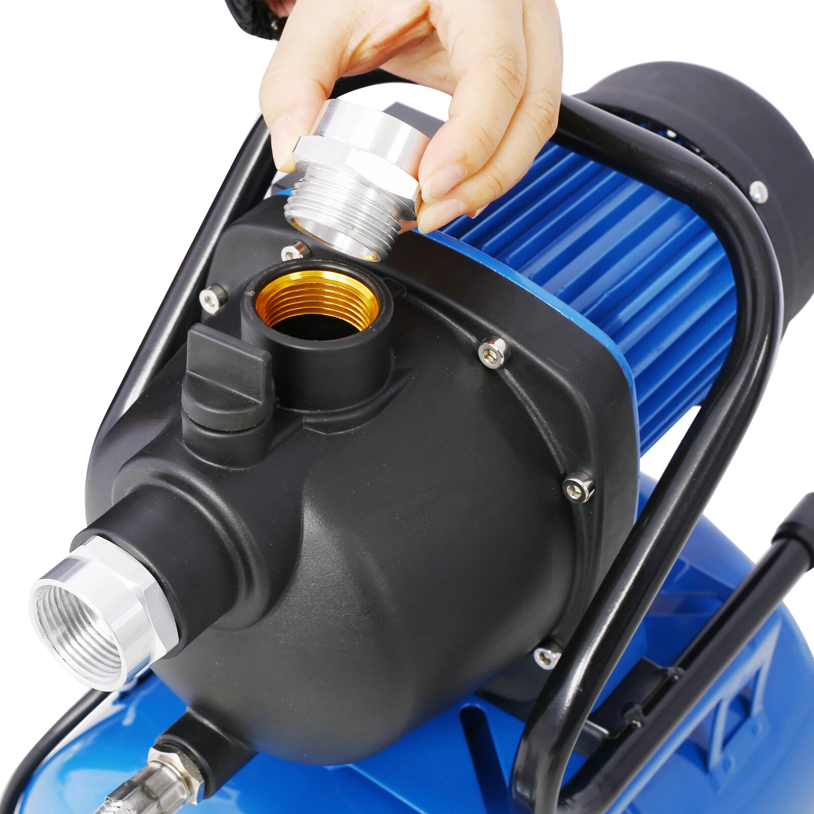 【LuckyNote】Automatic 1.6HP Shallow Well Jet Pump with 5Gal Pressure Tank, 1000GPH 157ft Lift Water Booster for Home Garden Farm Use