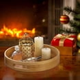 thumbnail image 7 of CZQ 13.8 Inch Large Round Bamboo Serving Tray, Bamboo Wood Circle Tray with Handles, Round Ottoman Food Tray for Serving Breakfast, Drinks, Snack on Home Dining Table, 7 of 7