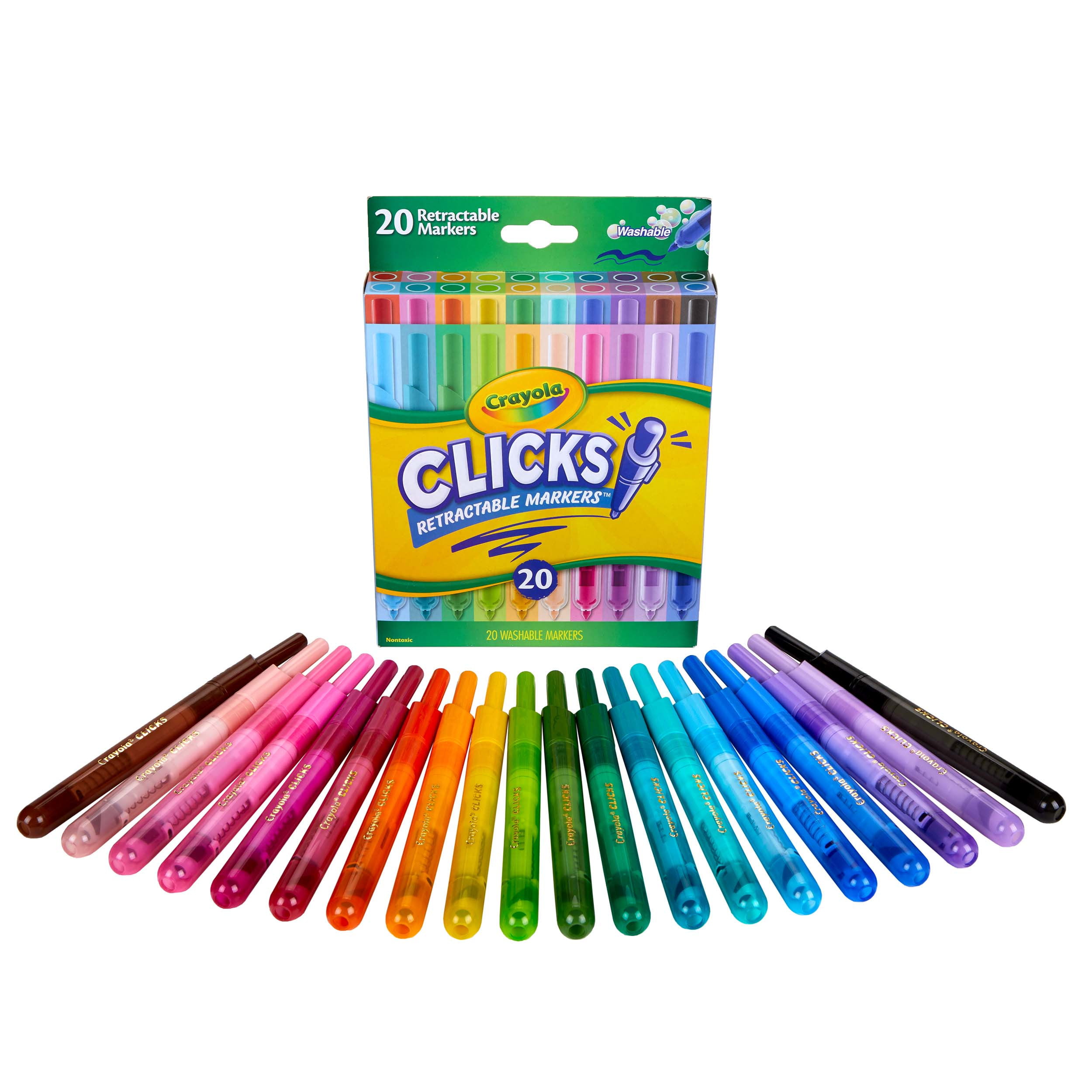 Crayola 20 Count Clickable Washable Markers, Colors, Child -