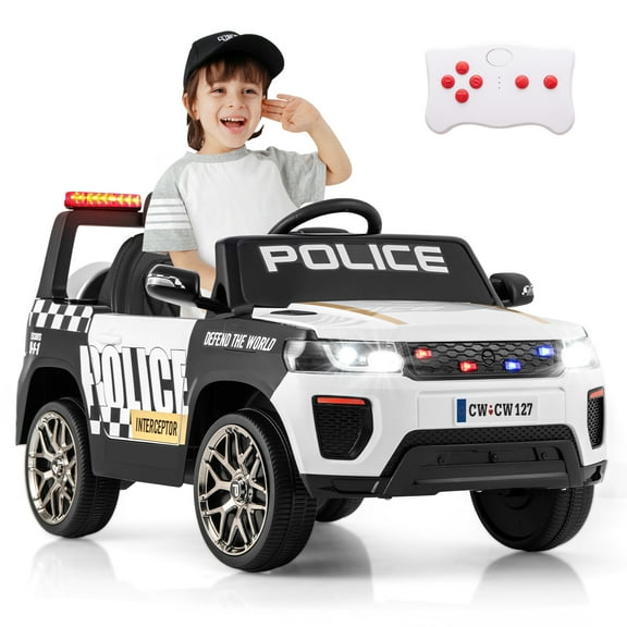 Infans Kids Ride on Police Car 12V 7A Battery Powered Cop Car w/ Remote Control