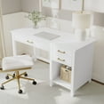 thumbnail image 5 of Martha Stewart Shaker Style Home Office Desk with 2 Side Drawers in White with Polished Brass Hardware, 5 of 13