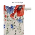 thumbnail image 5 of Patriotic Flower Linen Curtain Valance for Bedroom/Bathroom/Kitchen/Office/Living/Dining Room Window,Independence Day Botanical Red Blue Rod Pocket Topper Decorative Cafe Drapes Panel 60"x18", 5 of 6