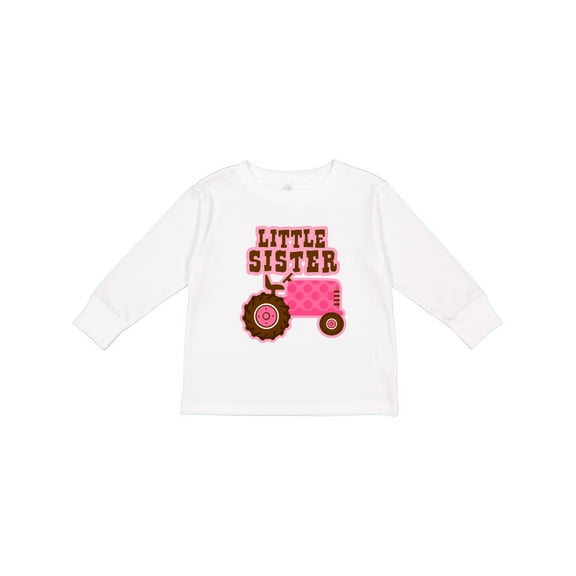 Inktastic Pink Tractor Little Sister Girls Long Sleeve Toddler T-Shirt
