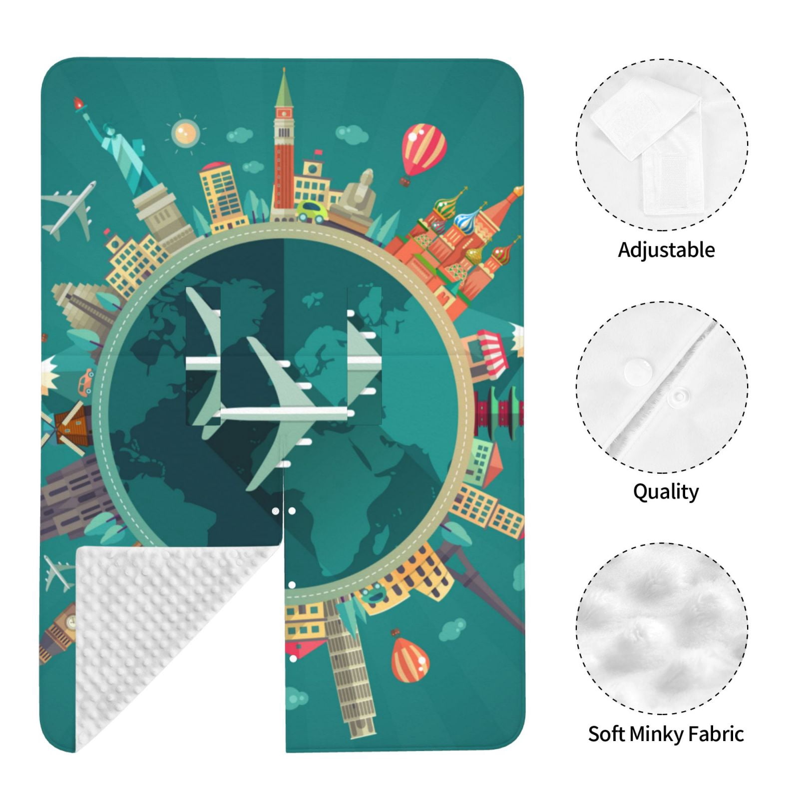 Naloa Around The Planet Baby Car Seat Cover, Breathable Baby Carrier Cover, Multiuse Baby Carrier Cover & Nursing Breastfeeding Cover